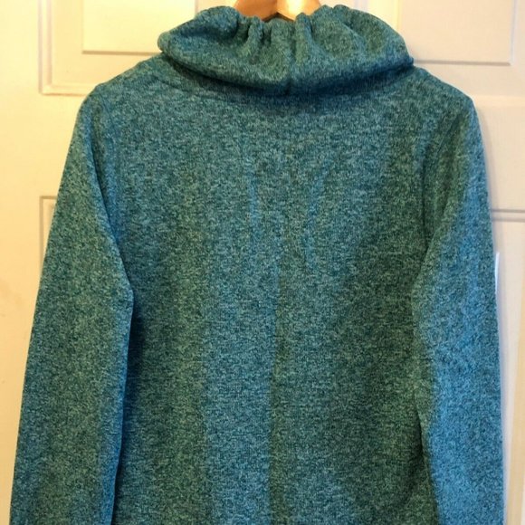 NEW Eddie Bauer Sz M Womens Fleece Pullover Sweater Drawstring Collar Turquoise - Picture 6 of 8